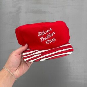 Vintage KC Silver Dollar City Chain Stitched Hat Red Striped Brim Snapback OSFA